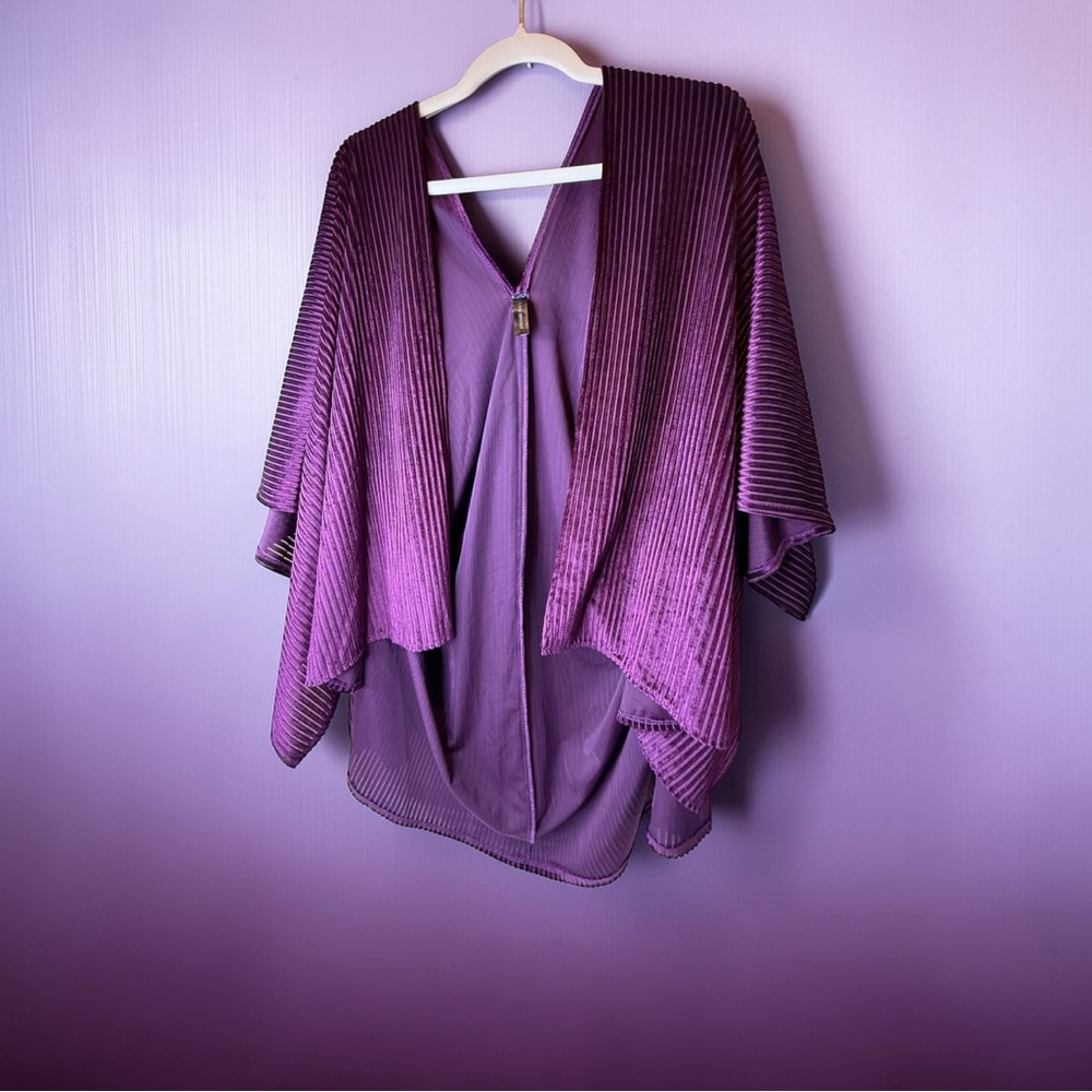 Pretty Striped Velvet Purple Short Kimono Lane Bryant